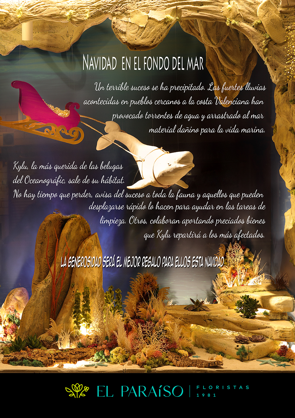 Floristería El Paraíso - Escaparate Navidad 2024